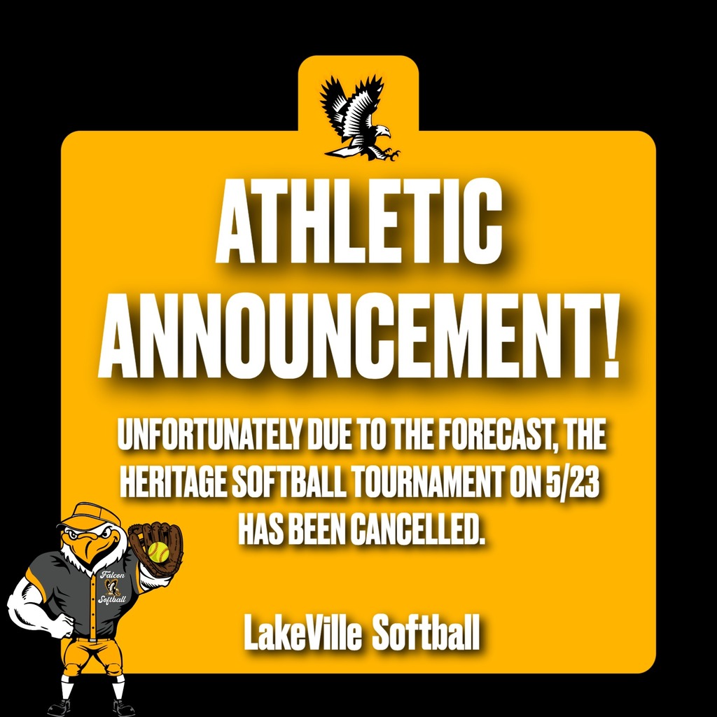 ATTENTION SOFTBALL PLAYERS, PARENTS, AND SPECTATORS! UNFORTUNATELY, DUE TO THE FORECAST, THE HERITAGE SOFTBALL TOURNAMENT ON 5/23 HAS BEEN CANCELLED.