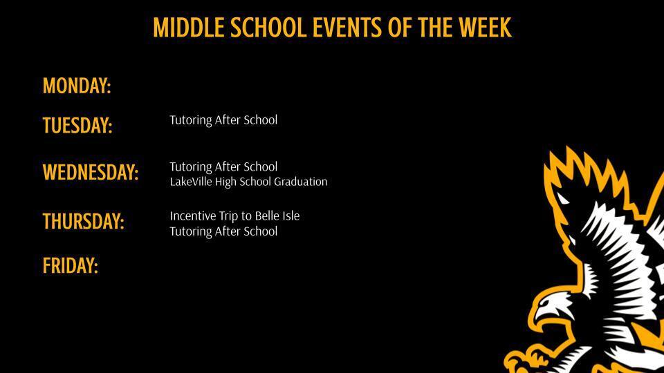 Middle School Events of the Week