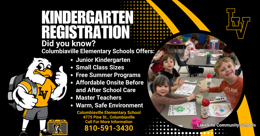 LakeVille Community Schools Kindergarten Registration is NOW OPEN!