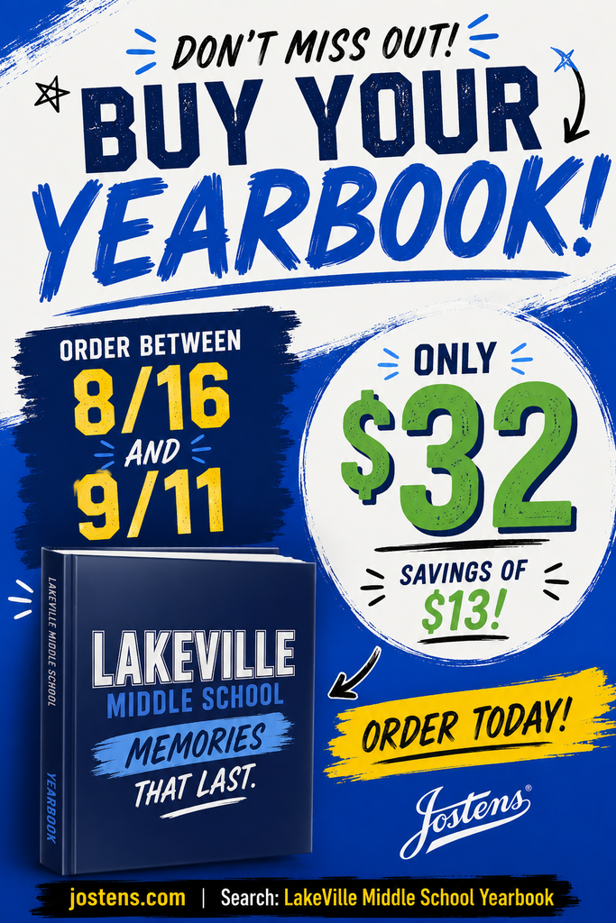 Flyer to purchase your Middle School yearbook early for the best price!