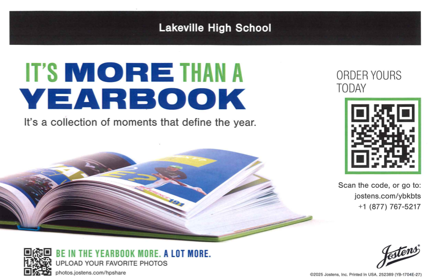 Back to School Yearbook Sale! Until September 11, 2026, LakeVille Memorial High School yearbooks start at $60! Remember to reserve your child's copy early! Go to https://jostensyearbooks.com/?REF=A03859300