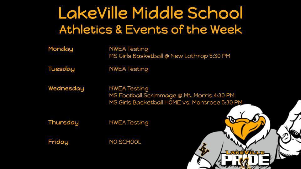 Middle School Athletics and Events of the Week