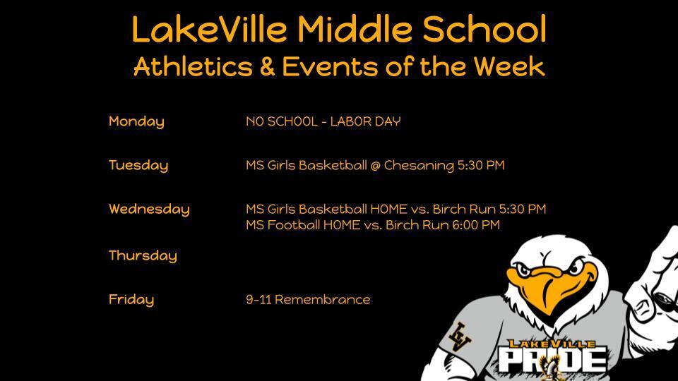 Middle School Athletics and Events of the Week