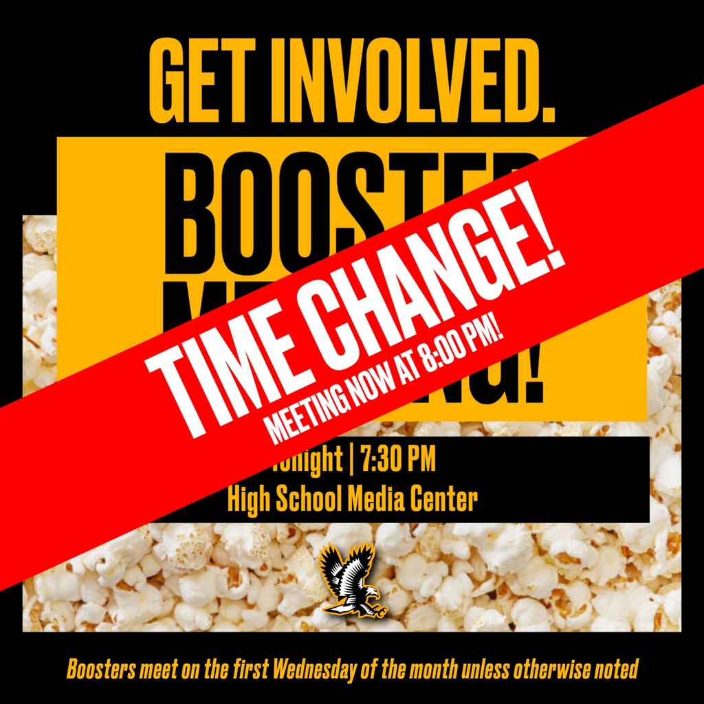 Athletic Booster Meeting Wednesday will NOW BE AT 8:00pm