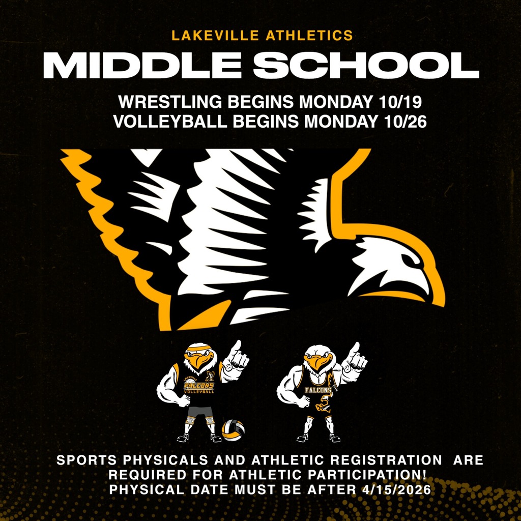 Middle School Wrestling begins Monday, 10/19 Middle School Volleyball begins Monday, 10/26 Sports Physical and Athletic Registration are required for participation! Physical must be dated after 4/15/2026