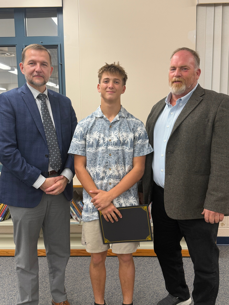 The Board of Education gave Jayce Roberts a Falcon Pride Builder Award at Tuesday night's meeting for his great sportsmanship, which a parent from the opposing team recognized on Facebook. Congratulations Jayce!