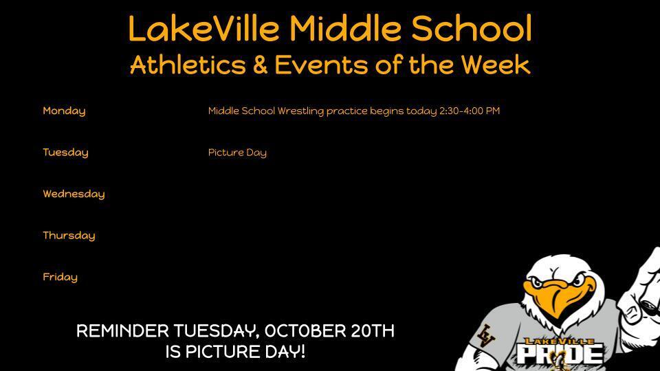 Middle School Athletics and Events of the Week