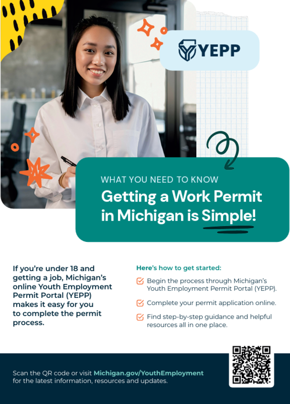 flyer for youth employment with young girl