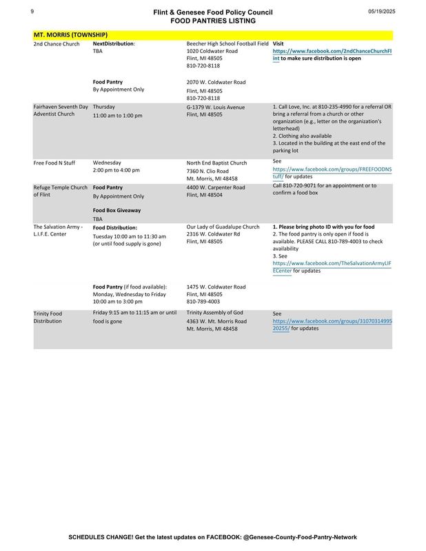 Genesee County Food Pantries
