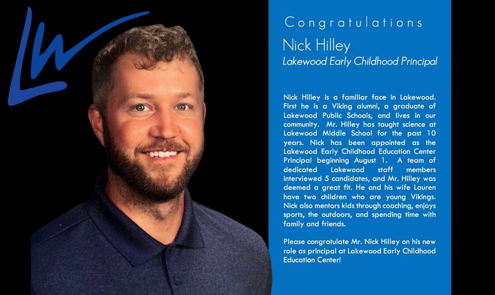 Headshot of new LECC principal Nick Hilley with introductory write up