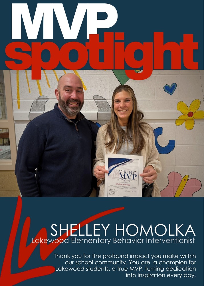 MVP Spotlight Honoree Shelley Homolka pictured with LES Principal Keith Carpenter