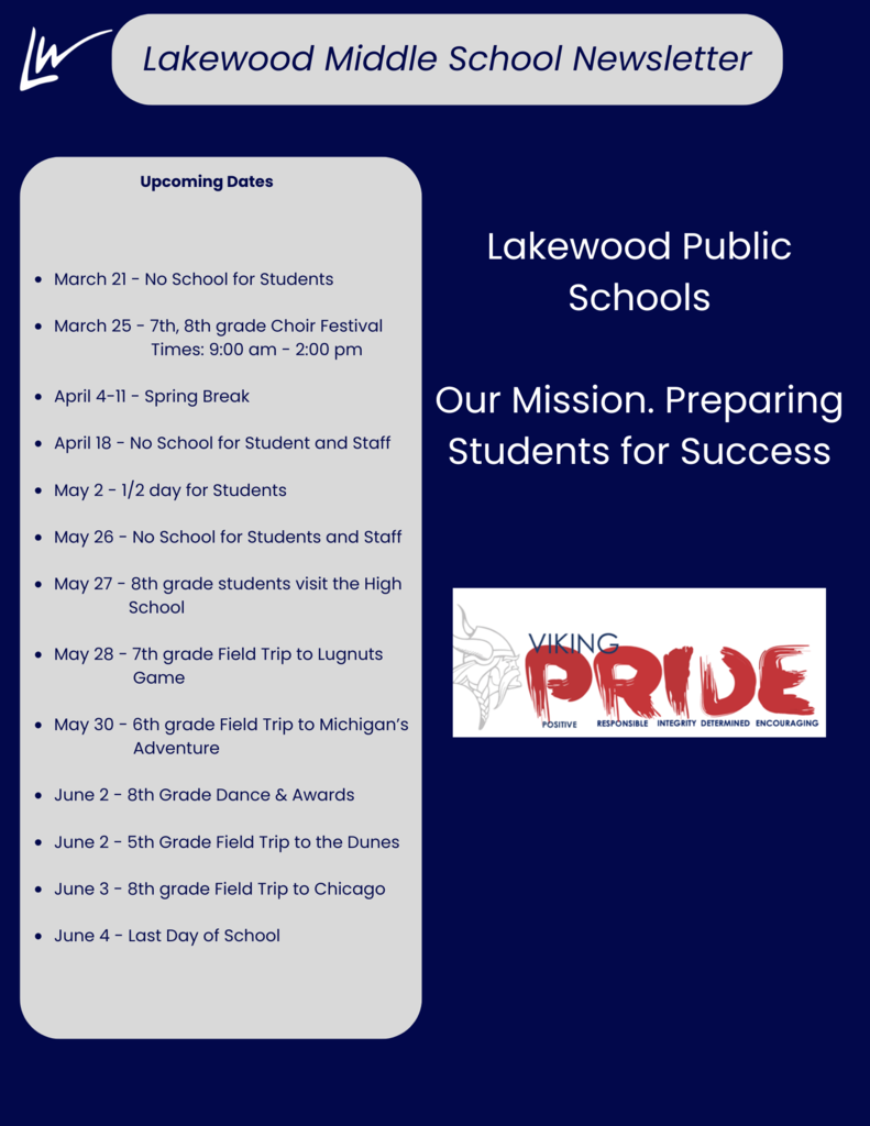 LMS Weekly newsletter dates