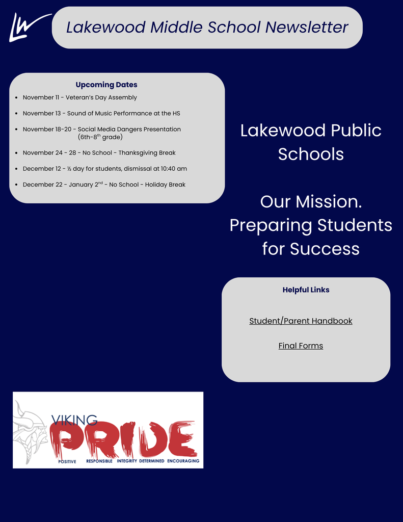 LMS Weekly newsletter dates