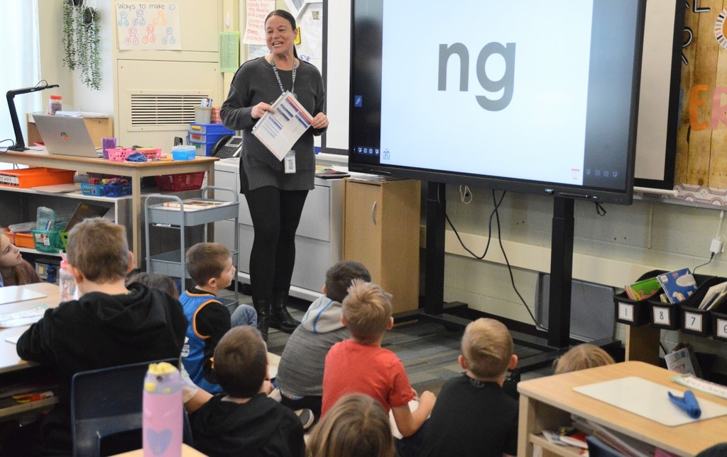 Mrs. Spitzley teaching her students 