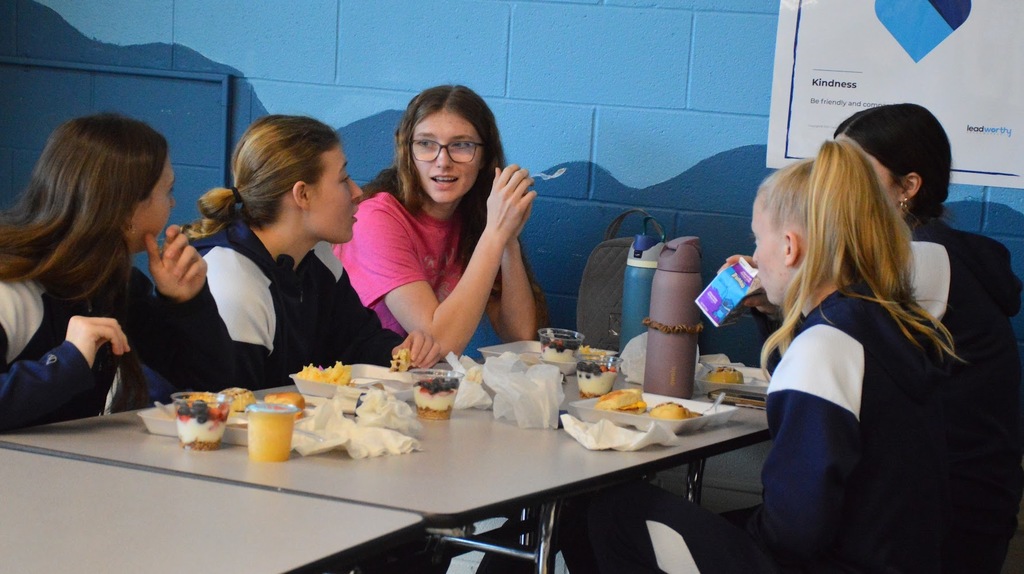 LHS students enjoying academic breakfast