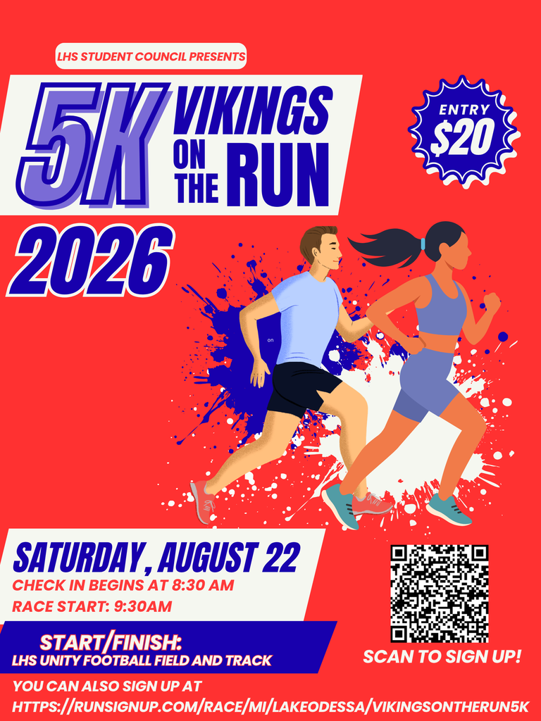 5K Vikings On The Run 2026 Fundraiser Poster for Saturday, August 22nd