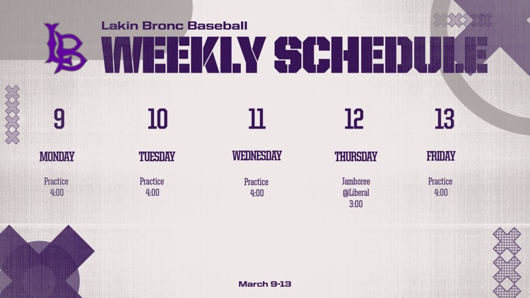 Bronc Baseball March 9-13