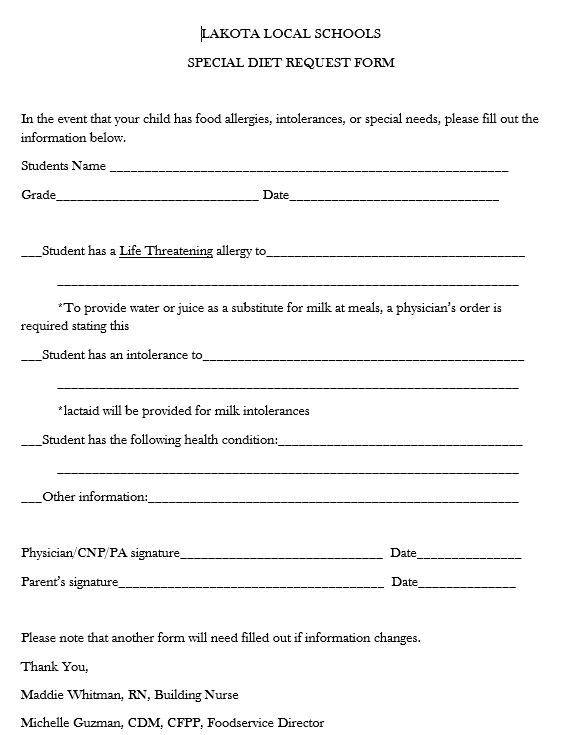 These are pictures of the forms available on Parent Square