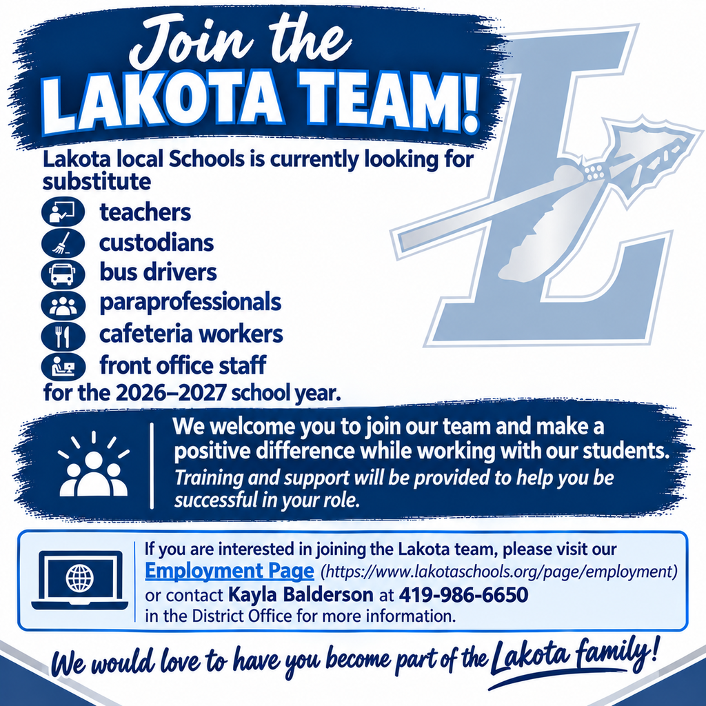 Substitute teachers, custodians, bus drivers, paraprofessionals, cafeteria workers, and front office staff needed for this school year.