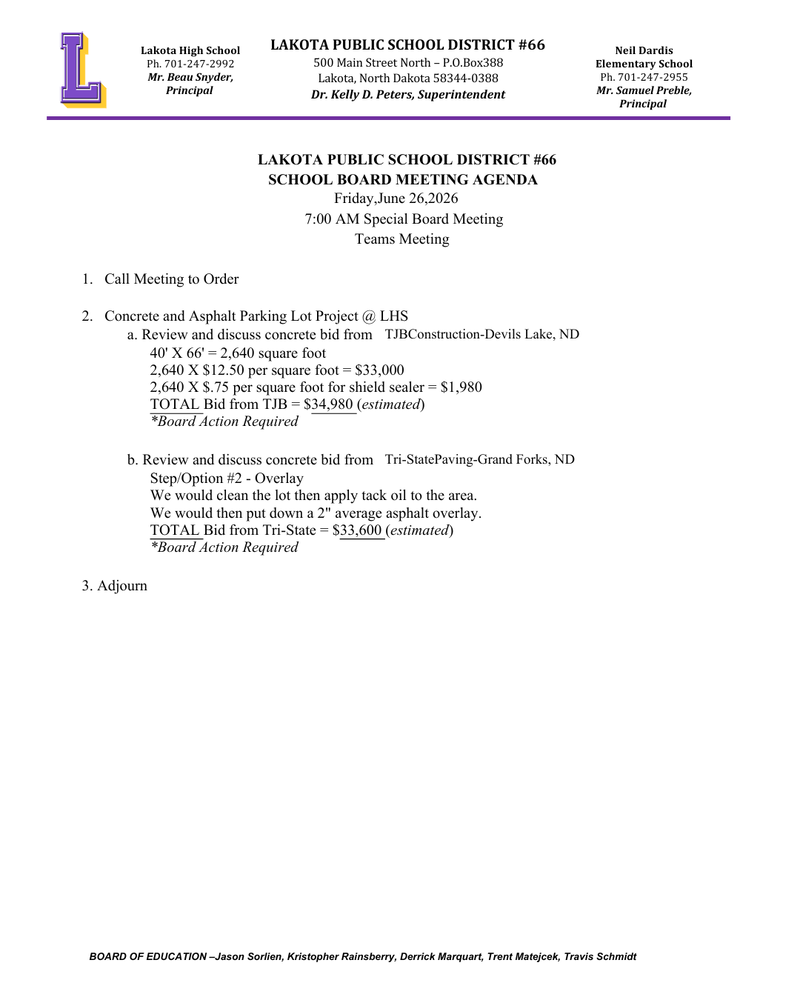 LPSD Board Meeting 6.26.26