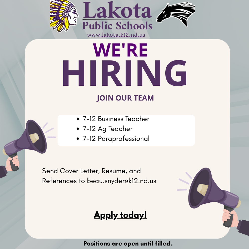 We are Hiring at the high school