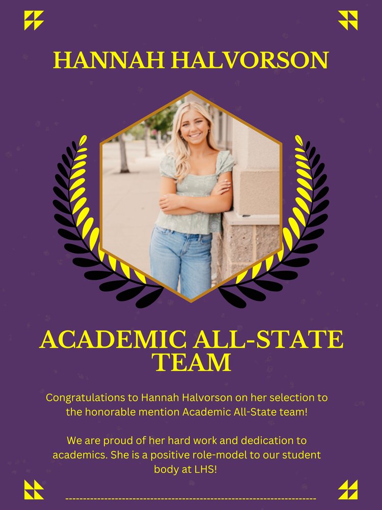 Hannah Halvorson Academic All-State Team