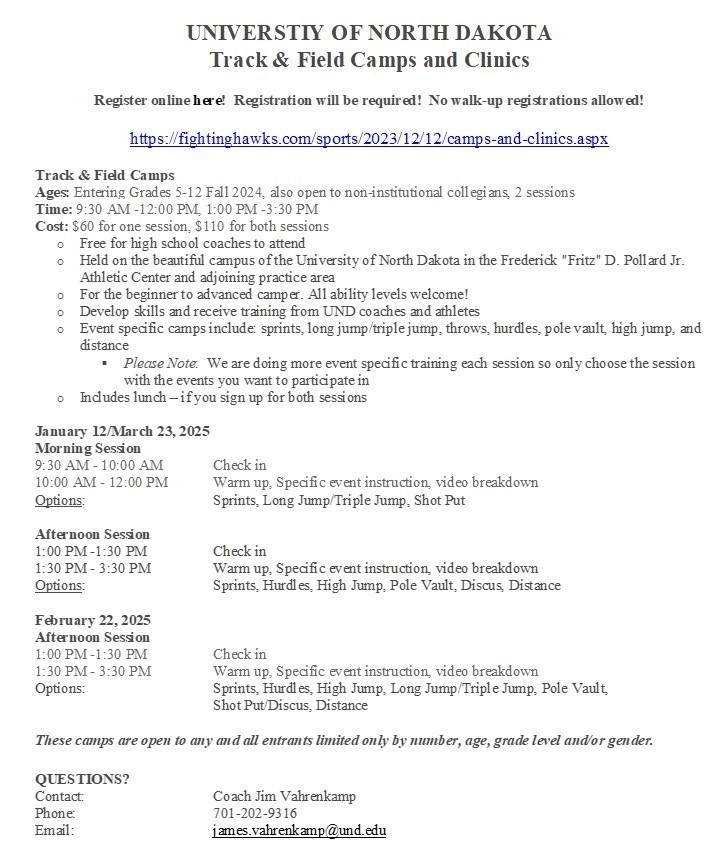 UND TRACK CLINICS