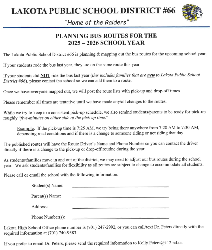 Planning Bus Routes for 2025-26 School Year