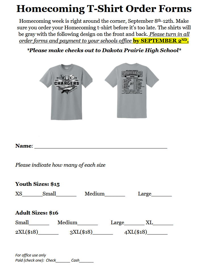Homecoming T-Shirt Form 25-26