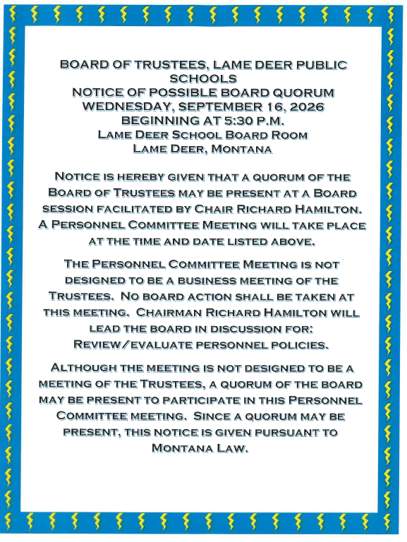 Notice.possibleboard.quorum.Sept 16. 2026