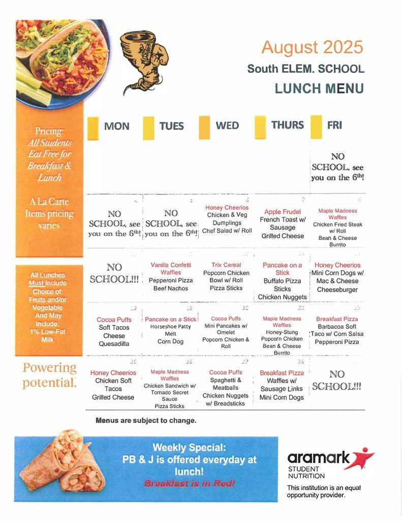 SE AUG 25 Menu