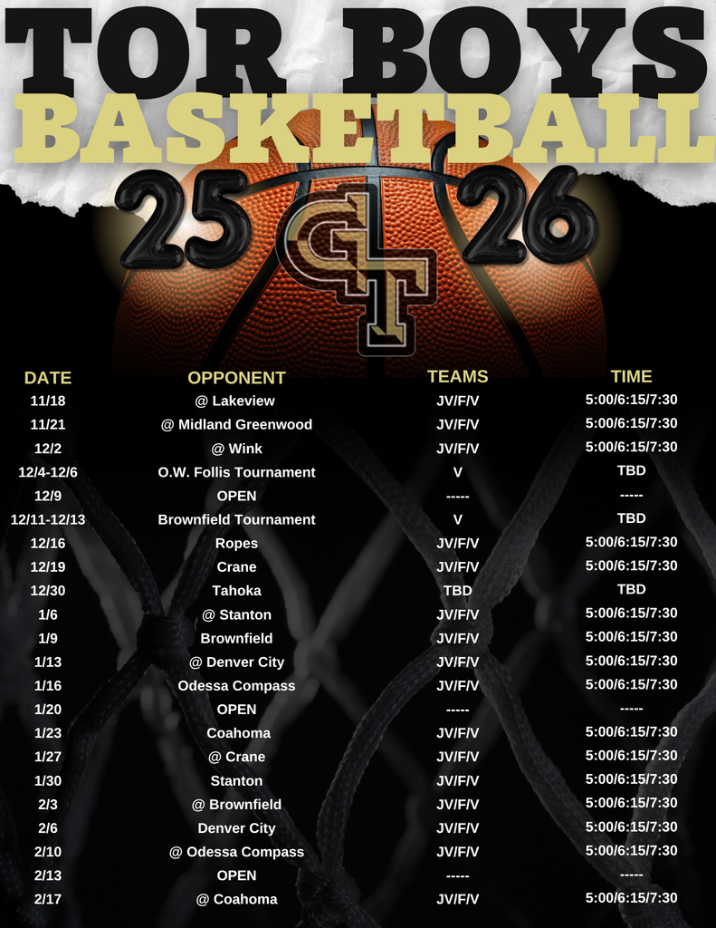 Tor Boys Basketball Schedule 25-26