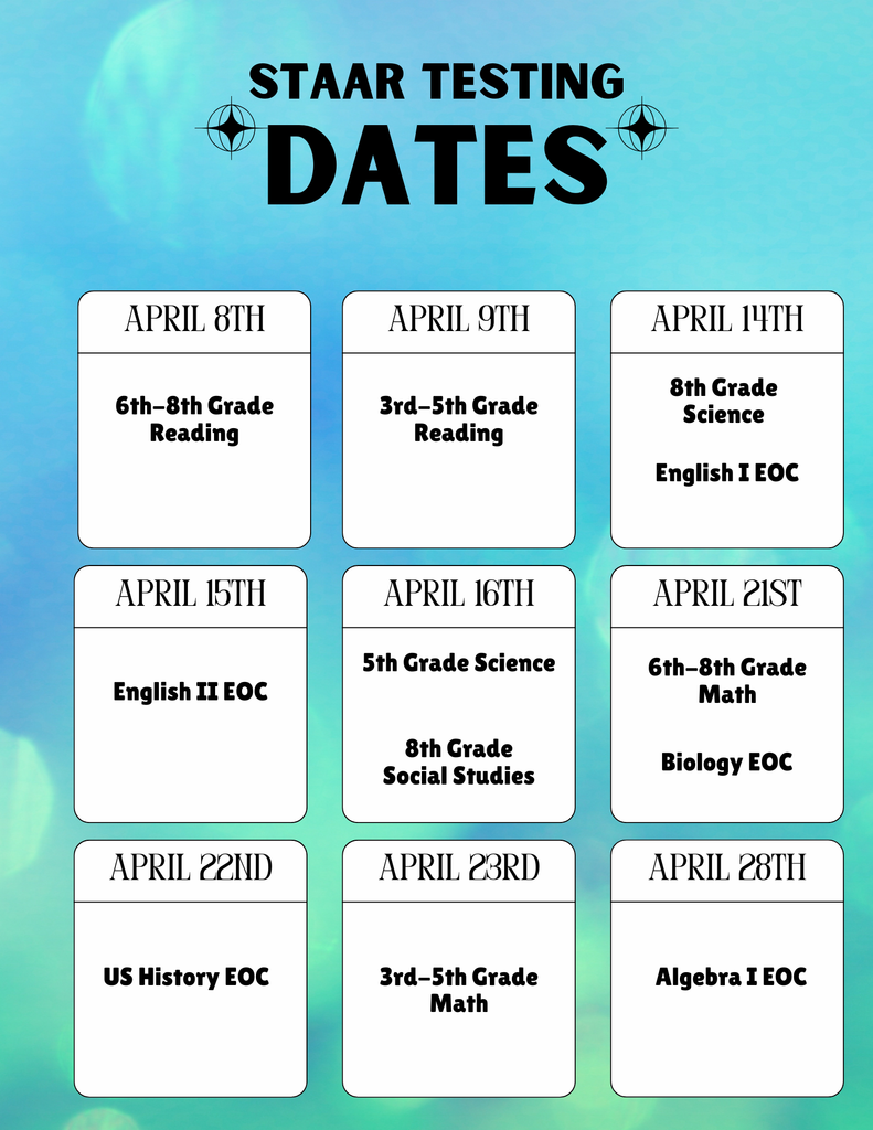 STAAR Testing Dates