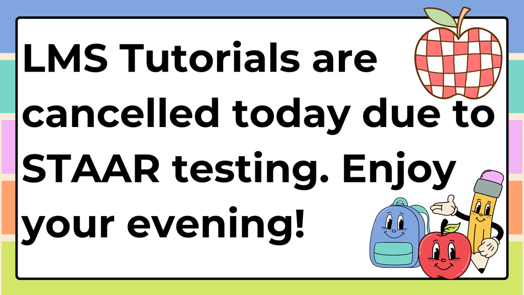 Tutorials Cancelled
