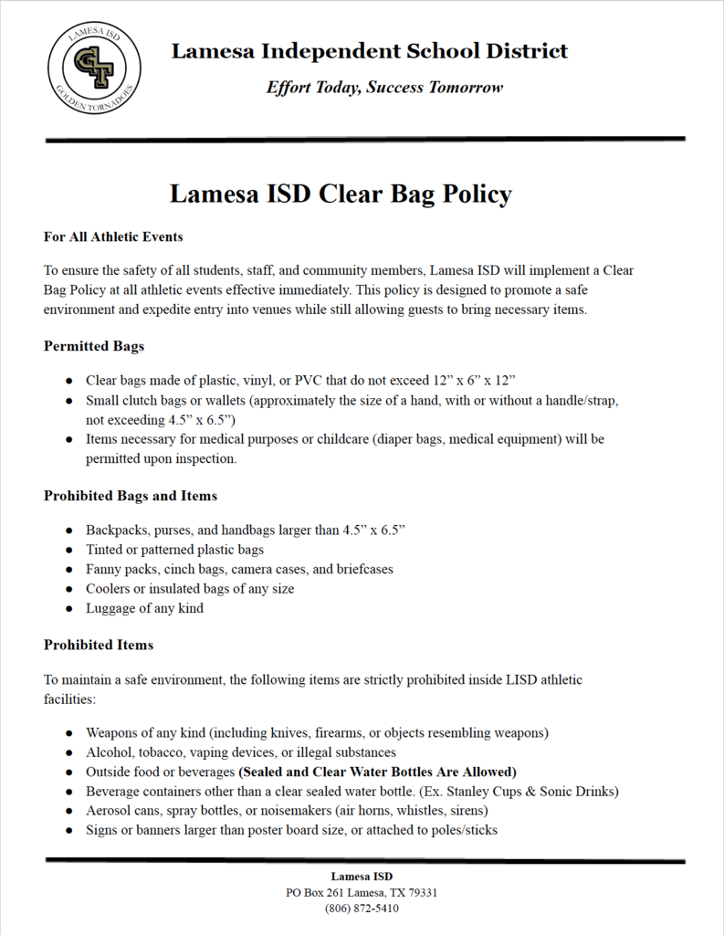 Clear Bag Policy Page 1