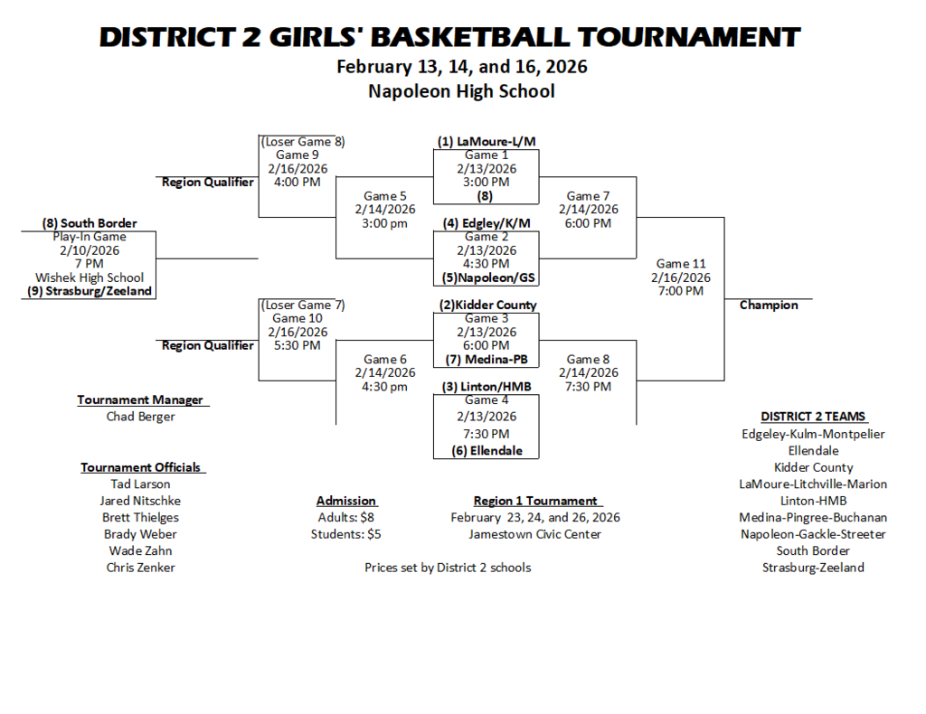 Girls District Schedule