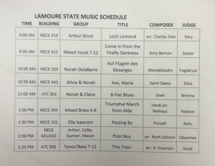 state music schedule 26