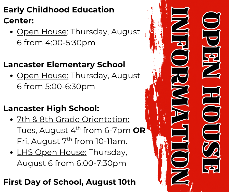 Back to school information. Information on this flyer is also in the article.
