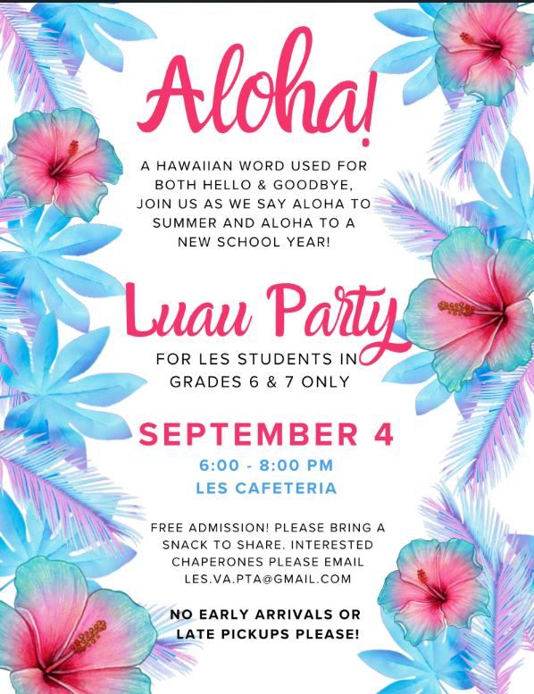 Luau Party for 6th and 7th Grade