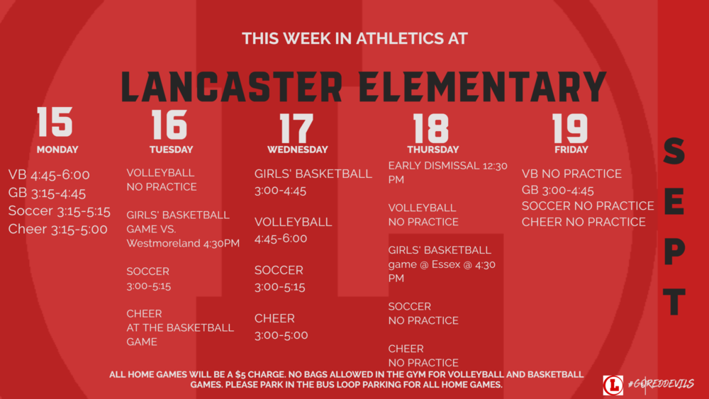 LES Weekly Atheltics Schedule