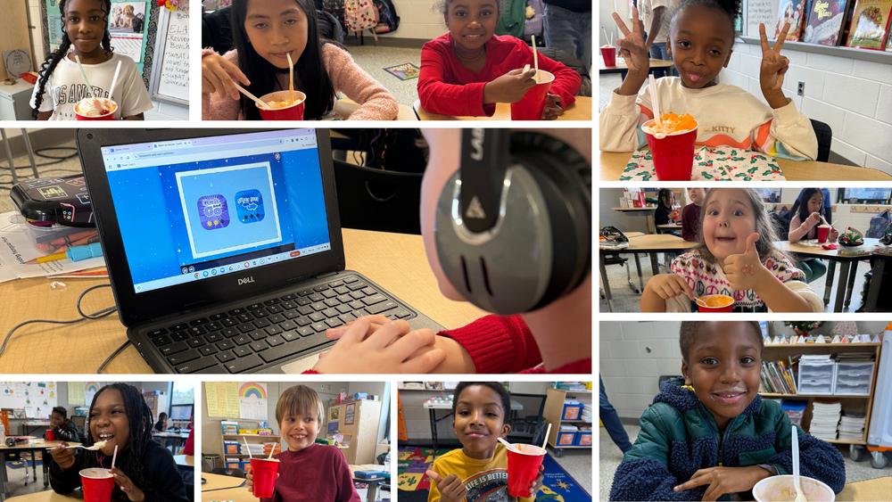 Students enjoying their floats for their hard work.