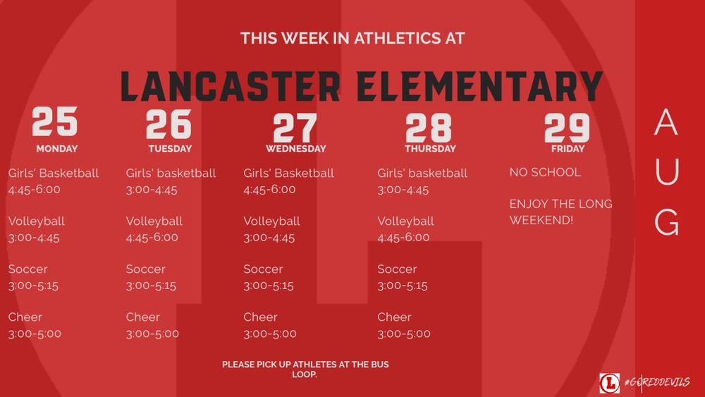 LES Weekly Atheltics Schedule