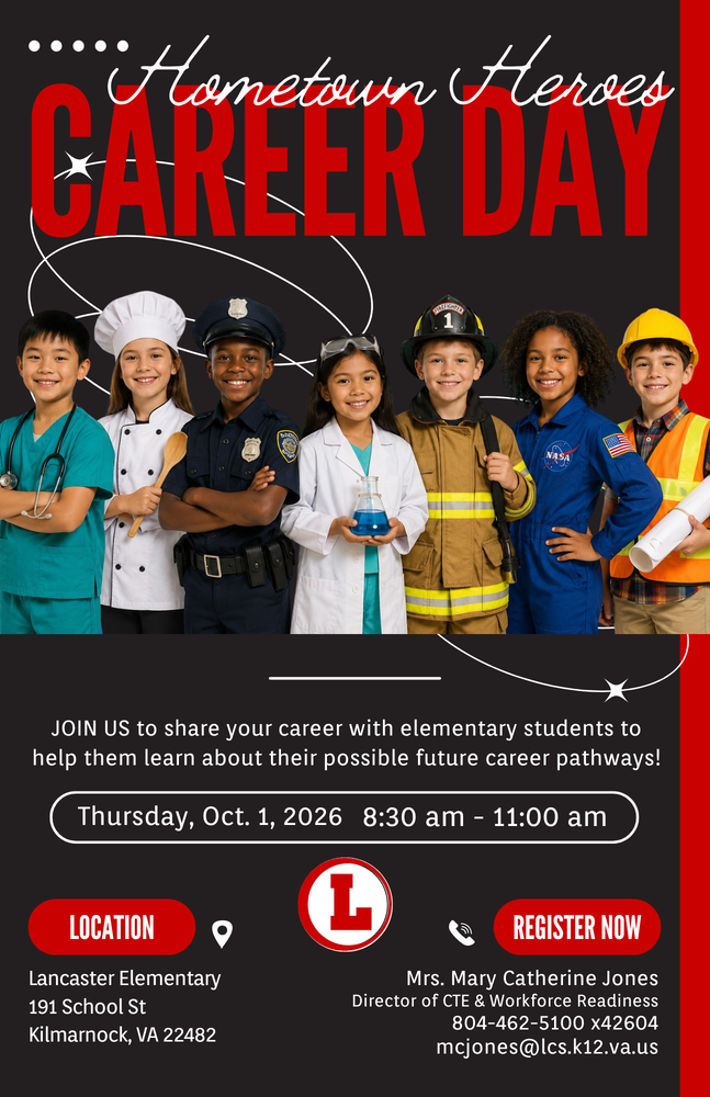 LES is looking for Career Day participants. Contact Mary Catherine Jones mcjones@lcs.k12.va.us