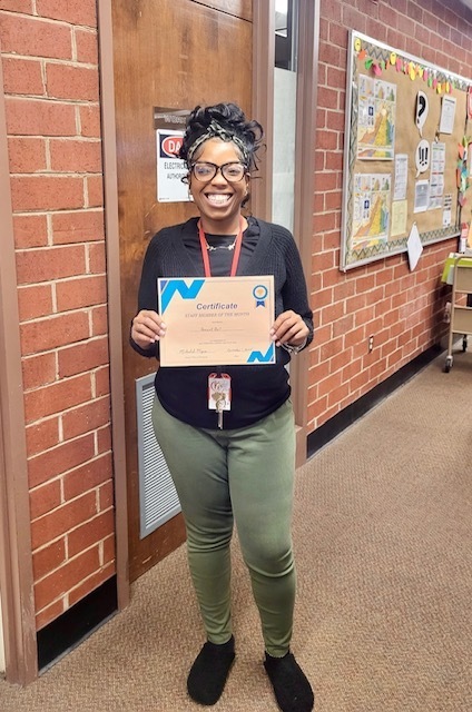 October Staff Member of the Month for October- Sheneak Ball