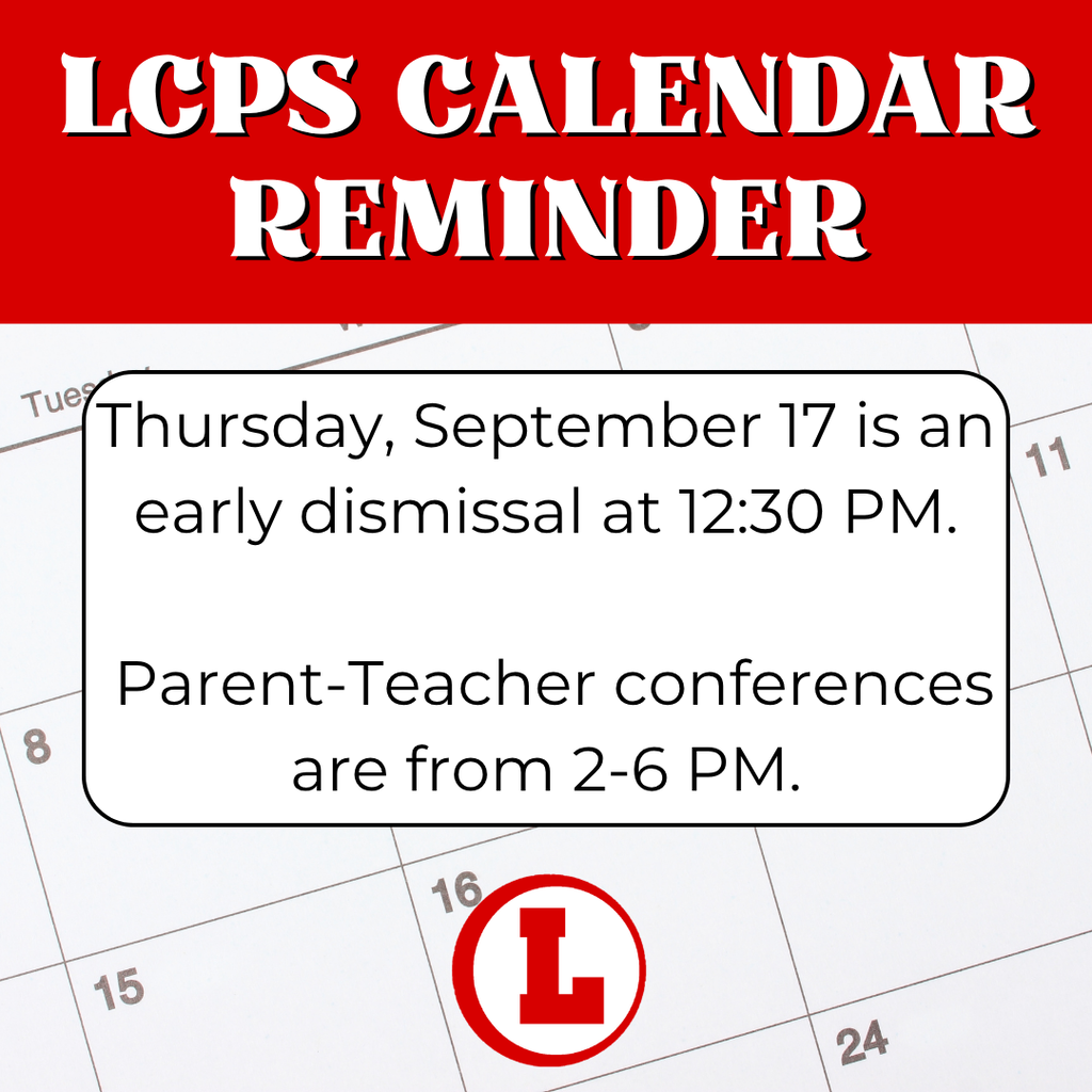 🚨 REMINDER: THURSDAY IS A HALF DAY! 🚨 Students will be dismissed at 12:30 PM on Thursday, September 17. Parent-Teacher Conferences will follow from 2–6 PM.