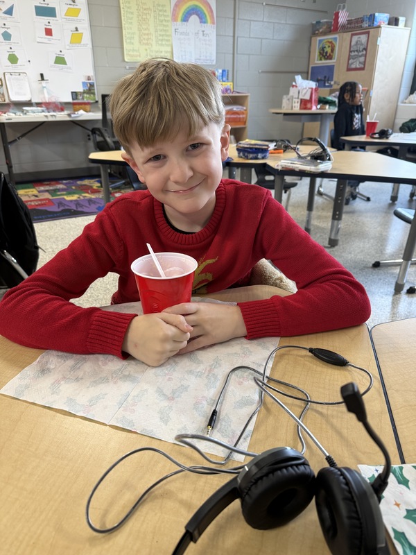 Student enjoying a root beer float