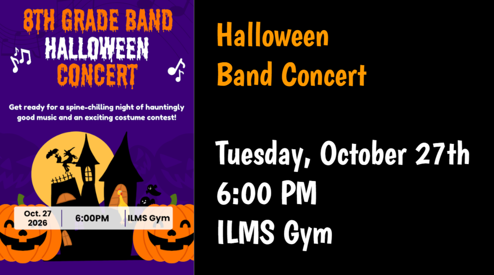 imageof band flyer with pumpkins and a haunted house 