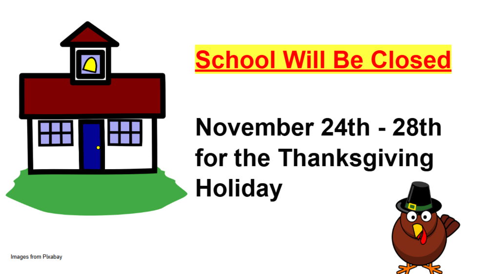 image of school house, vote sticker, and a cartoon turkey 