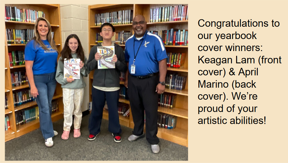 Picture of our yearbook sponsor, our winners, and Mr. Thorpe