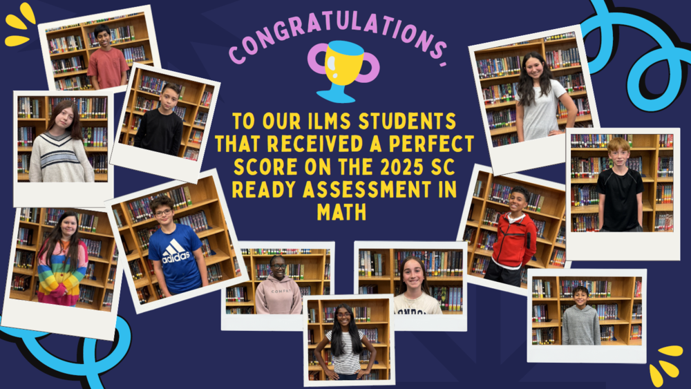 images of students in library who earned perfect scores on Math testing